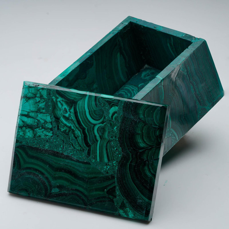 Boîte décorative en malachite sculptée à la main III
