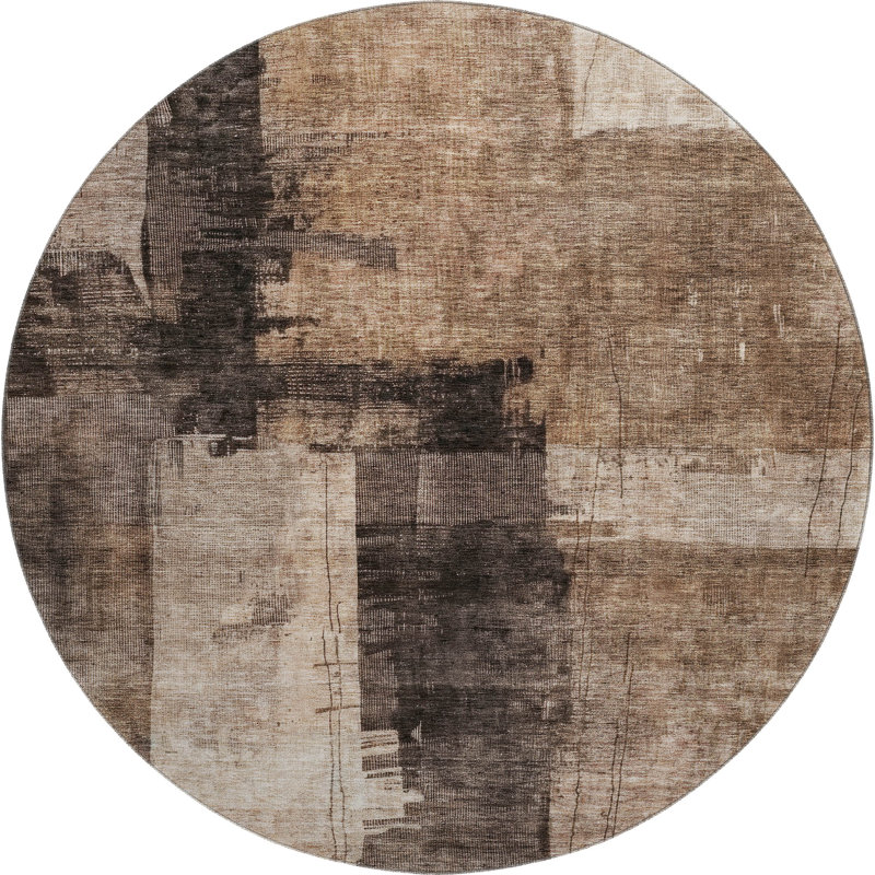 Premium Machine Washable Jessie AMF1202 Abstract Rug, Rond 8 pi