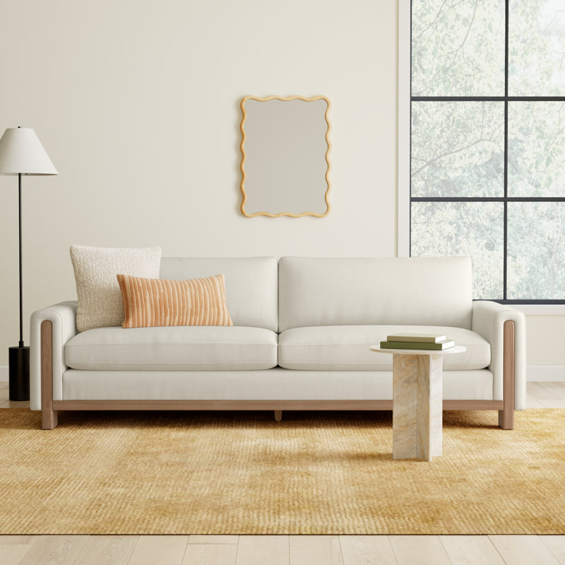 Adika 99.2" Upholstered Sofa, Effie Linen Performance Basketweave