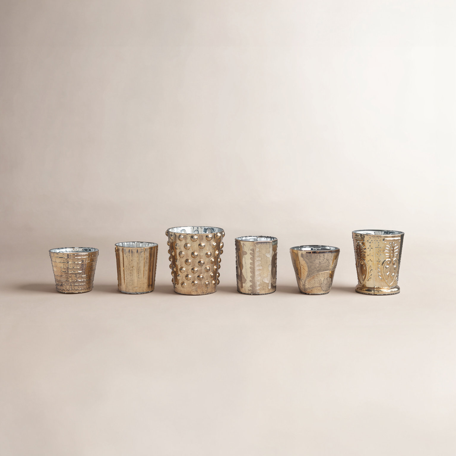 Glass Votive Candle Holder, Gold