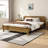 Pine Solid Wood Queen Bed - Rustic Yellow, No Box Spring Needed, Solid & Stable-920396275