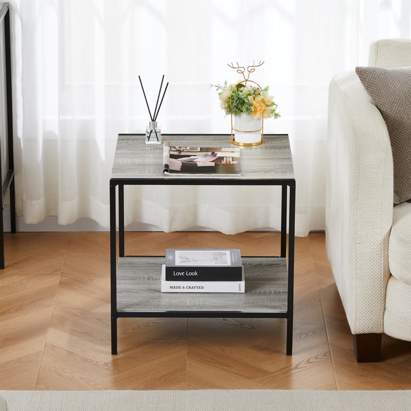 End Table, Stylish Versatile Living Room Home Furniture, Grey