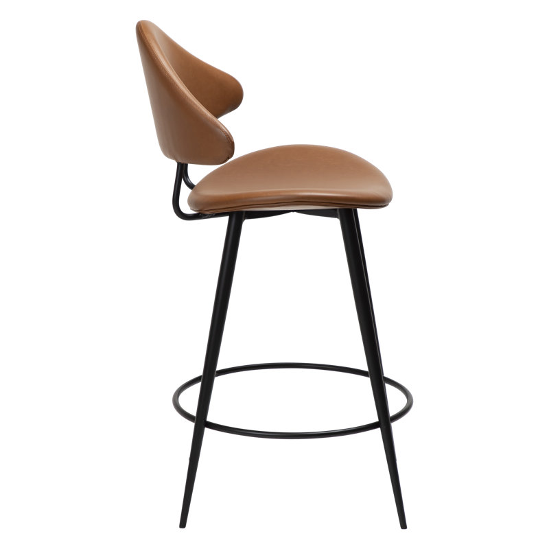 Napoleon Upholstered Counter Stool with Metal Frame, Brown