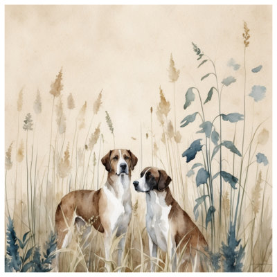 Édredon deux chiens dans l'herbe