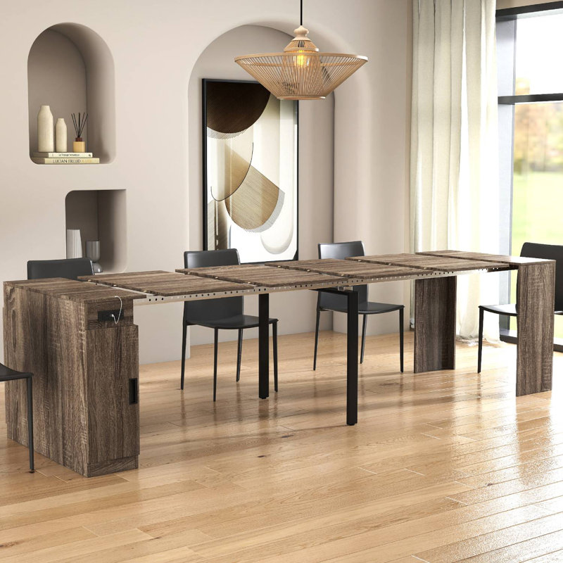 Table de salle à manger extensible Keefe, Brun