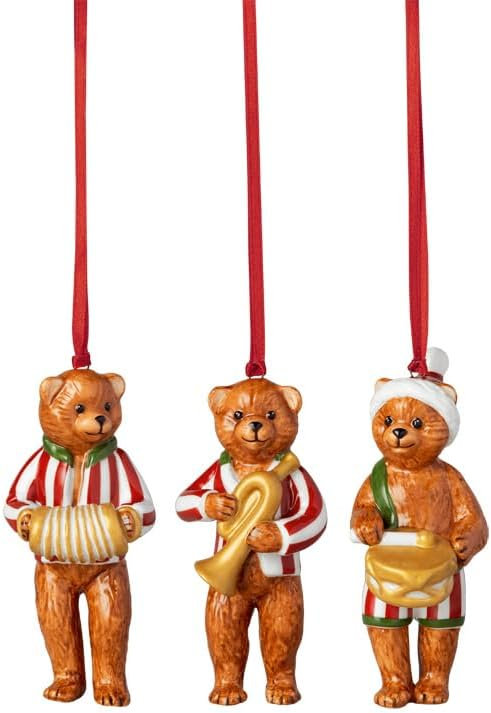 Villeroy & Boch Nostalgic Ornaments Teddy Bears, 3-piece Set