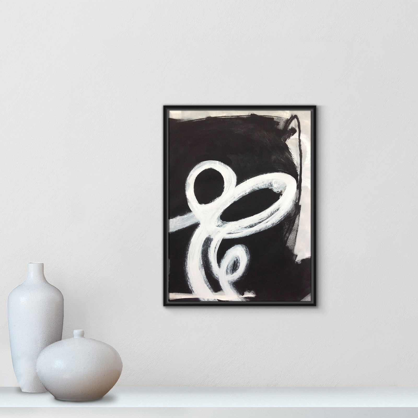 Bronte "Swirly Swirls II" Print, 25.5" H x 19.5" W x 2" D, Black Floater Framed, No Mat