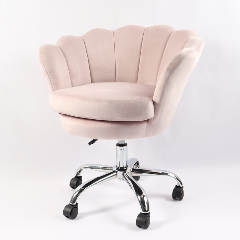 Chaise de travail en velours Dawna, Rose
