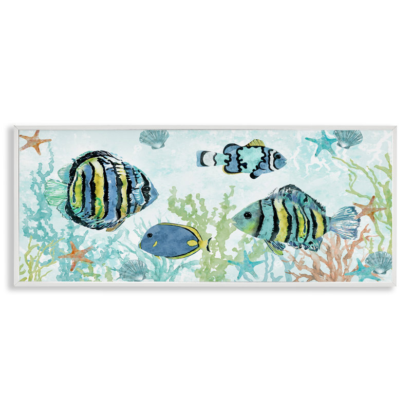  «Divers poissons sous l'eau», estampe numérique par Carol Robinson, H 13 po x l 30 po