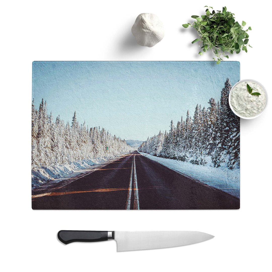 Tempered Glass Road Through a Forest in Canada Chopping Board