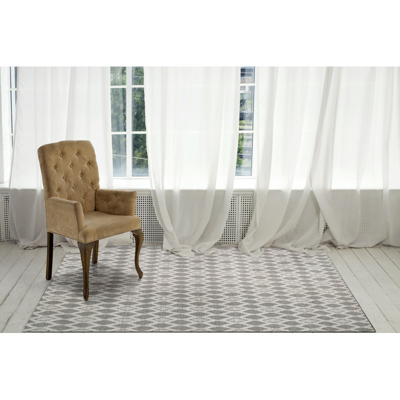 Tapis gris tissé à la main Sharice, Rectangle 5 pi x 8 pi