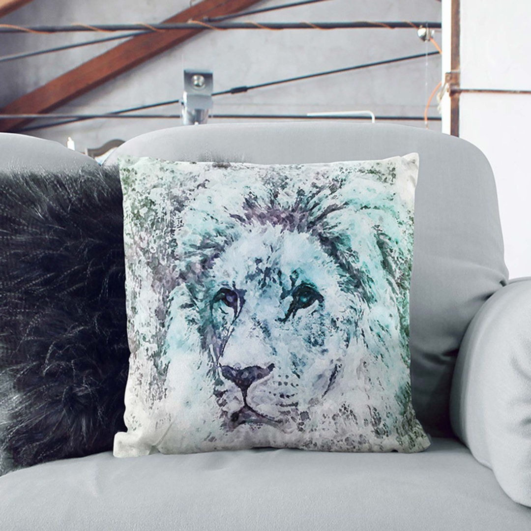A Lion Portrait in Abstract Cushion with Filling