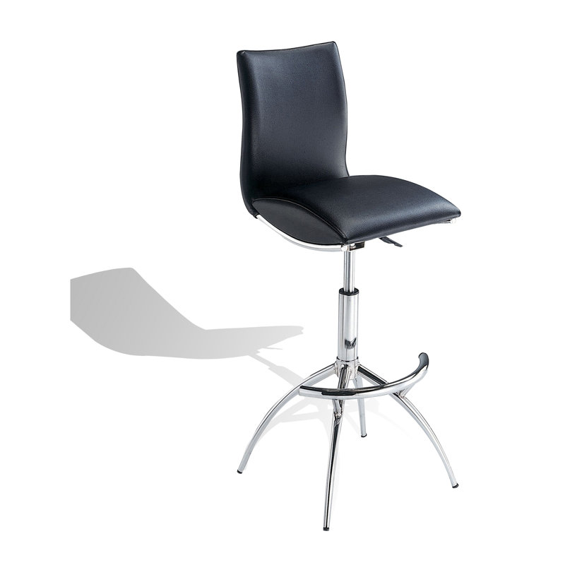 Ensemble de 2 tabourets de bar modernes à hauteur réglable, siège en similicuir noir avec base chromée