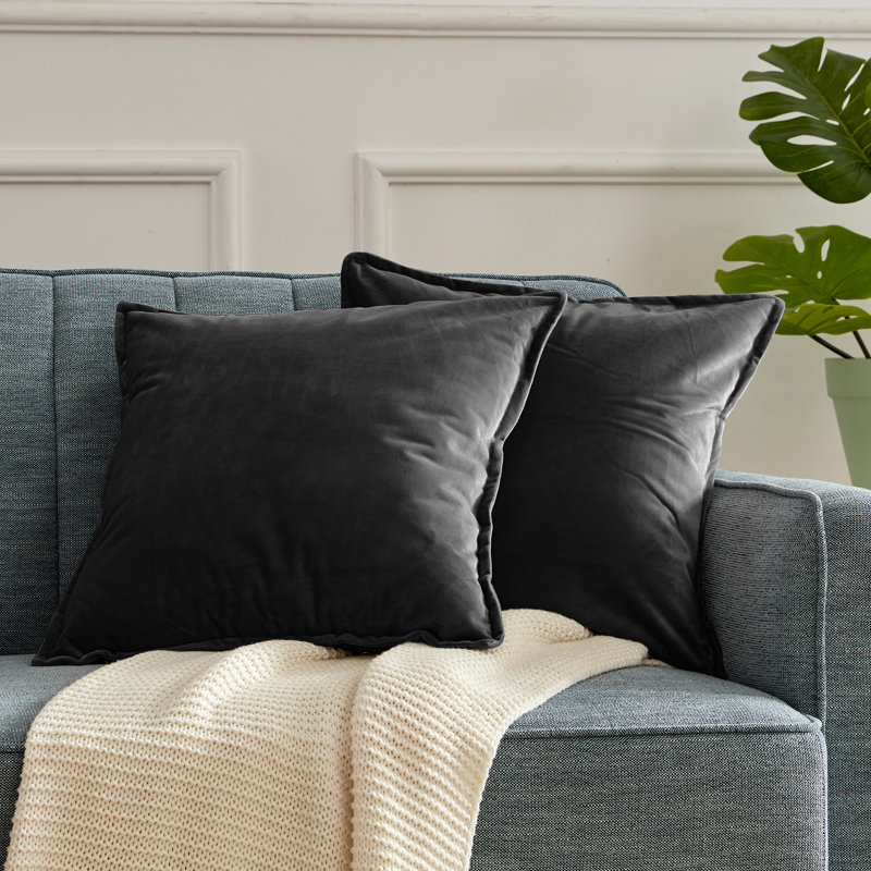 Housse de coussin carré en velours, Noir
