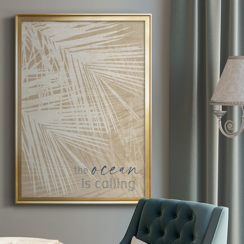 «Ocean Calling Palms», reproduction encadrée de qualité supérieure - prête à être accrochée, H 30,5 po x l 22,5 po x P 1 po