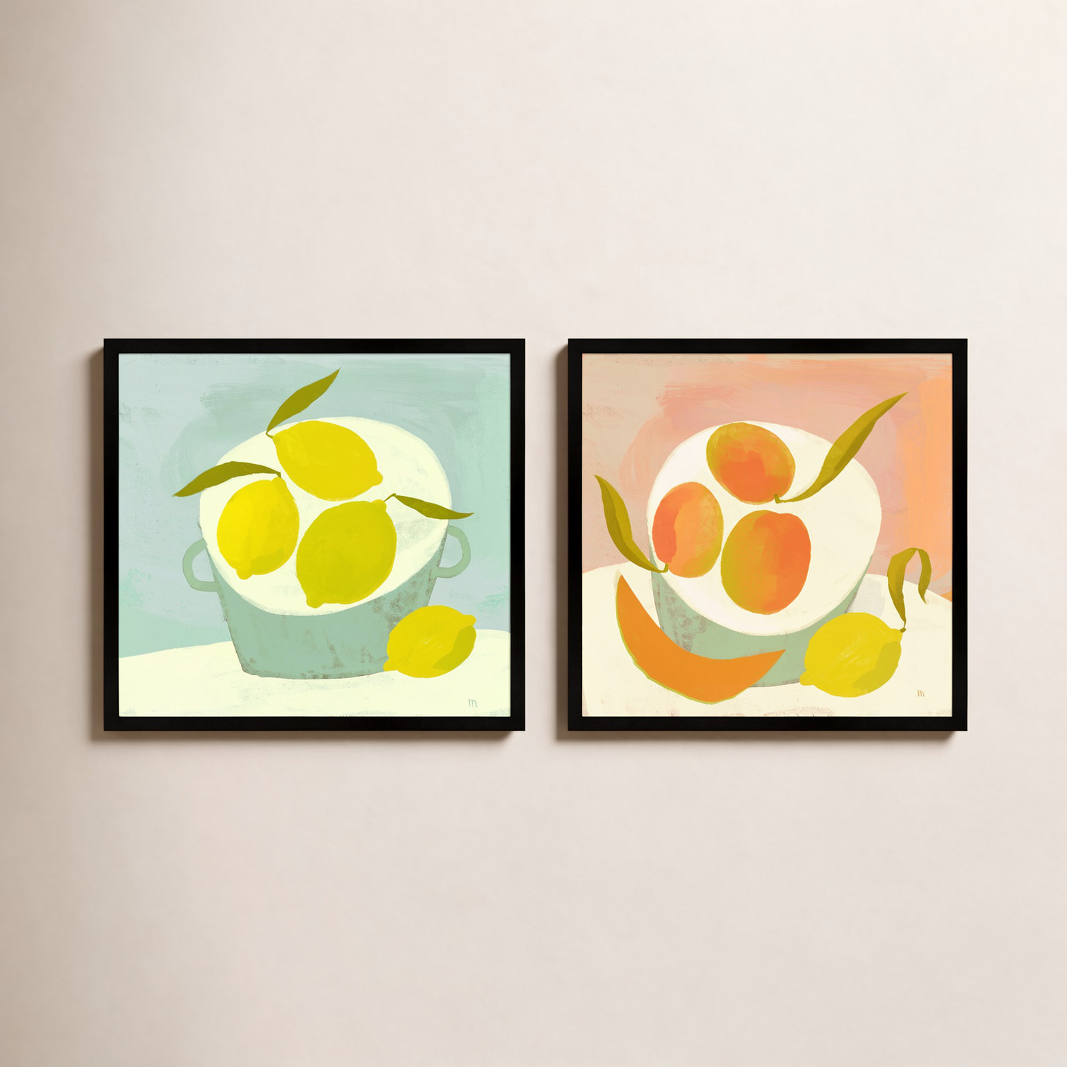 Julina "Summer Bounty" 2-Piece Painting Set, Black, 30" H x 30" W x 1.25" D