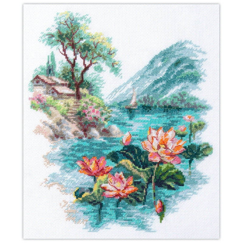 Blooming Lotuses Counted Cross Stitch Kit by Magic Needle 70-01