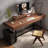 55.12" Tan+Black Rectangular Solid Wood+Steel with 3 drawers desk