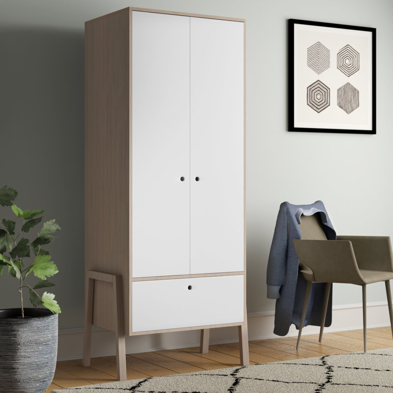 Robena 2 Door Wardrobe, Accacia/White