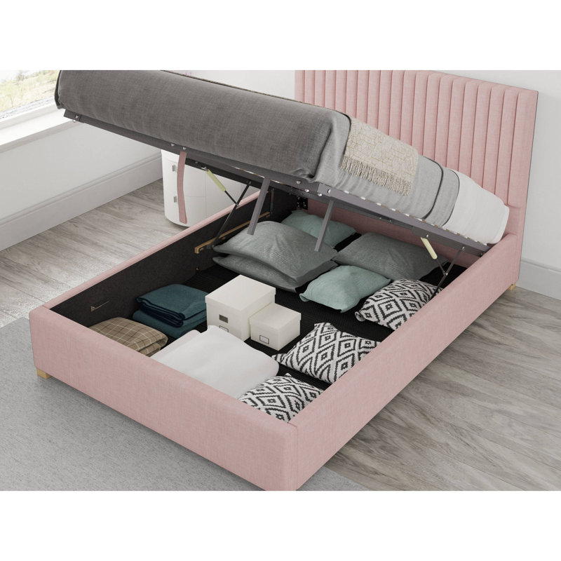 Chevy Upholstered Ottoman Storage Bed, Small Double (4'), Tea Rose