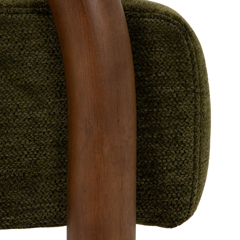 Chaise d'appoint en velours avec accoudoirs arqués en bois