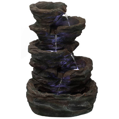  Fontaine d'eau avec éclairage à DEL pour une décoration intérieure et extérieure avec son de cascade apaisante, idéal pour le bureau à domicile