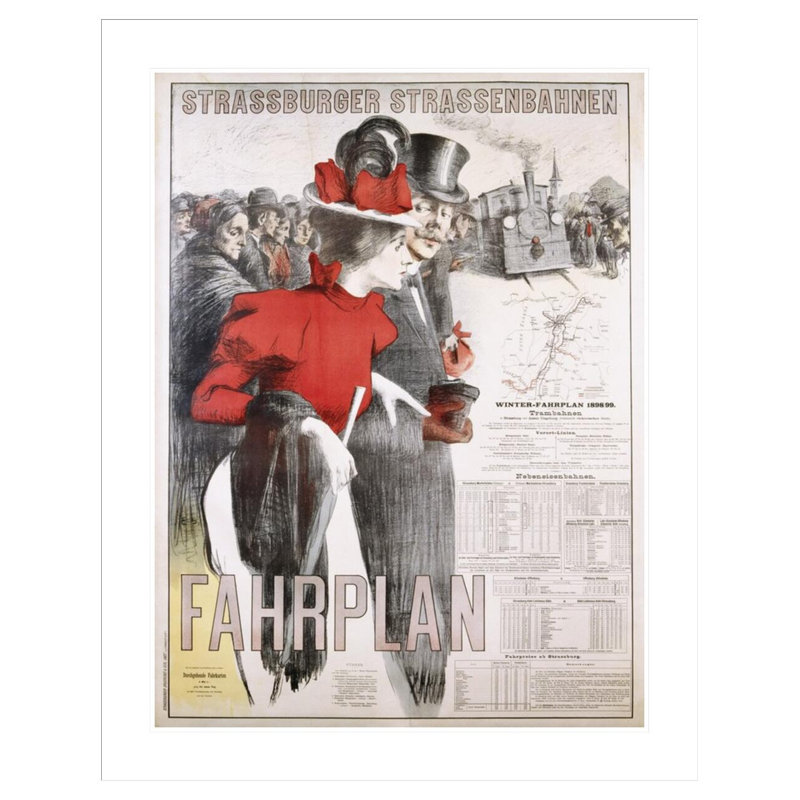 «Strassburger Strassenbahnen Fahrplan», affiche par Inconnu - Estampe numérique encadrée, H 41,5 po x l 32,92 po