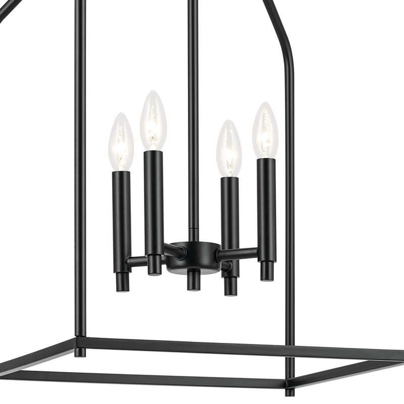 4-Light 16" Satin Black Pendant, Satin Black