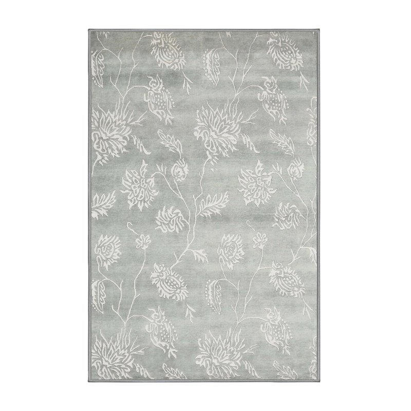 Tapis de zone gris/crème contemporaine, Rectangle 6 pi x 9 pi