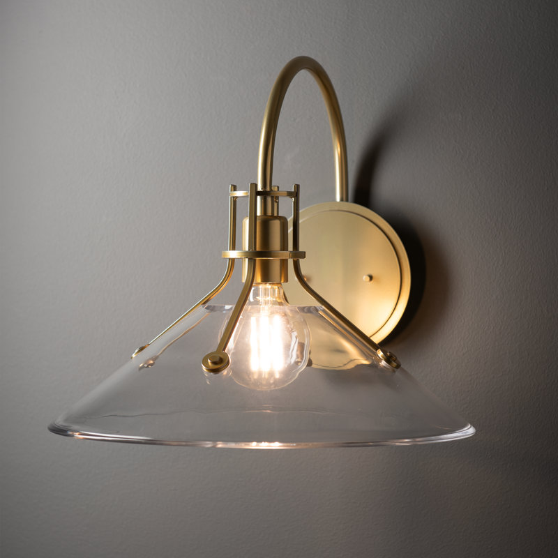 Henry Glass Shade Wall Sconce, Clear Glass, Bronze, 16.8"D x 14.4"W x 12.9"H