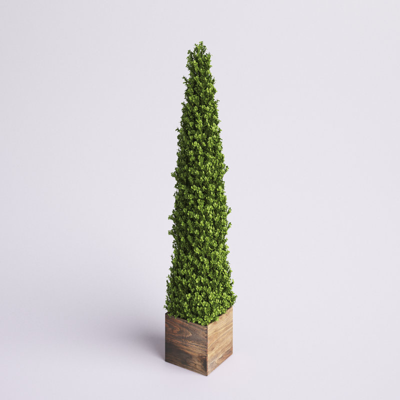 Armatha Faux Boxwood Topiary, 48" H x 7.5" W x 7.5" D
