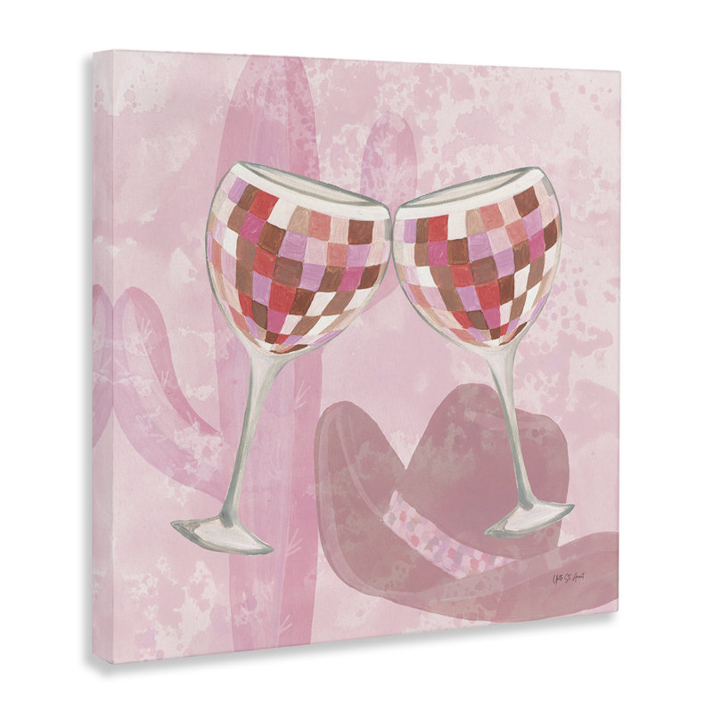 Art mural sur toile Western Glam Cheers Glasses, conception par Yvette St. Amant, H 17 po x l 17 po