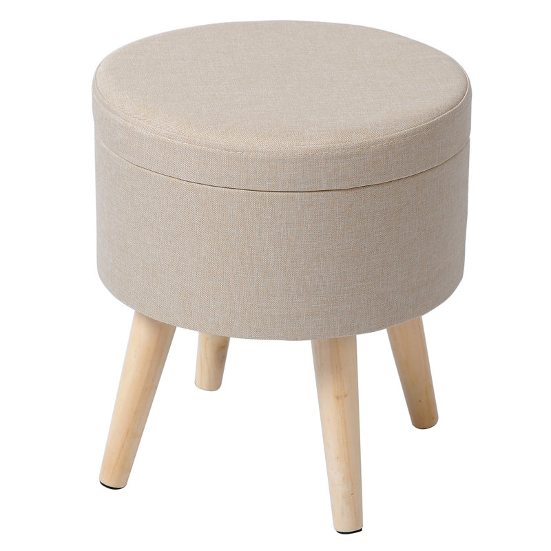 32cm Wide Round Solid Colour Ottoman with Storage
