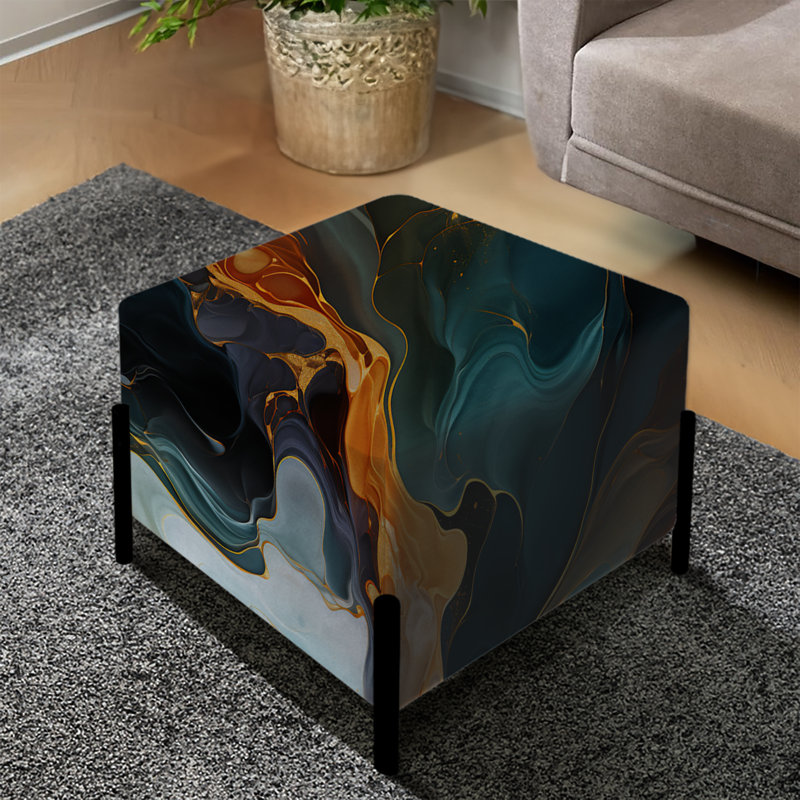 Mystic Reverie Marble Motif - Repose-pieds carré en marbre