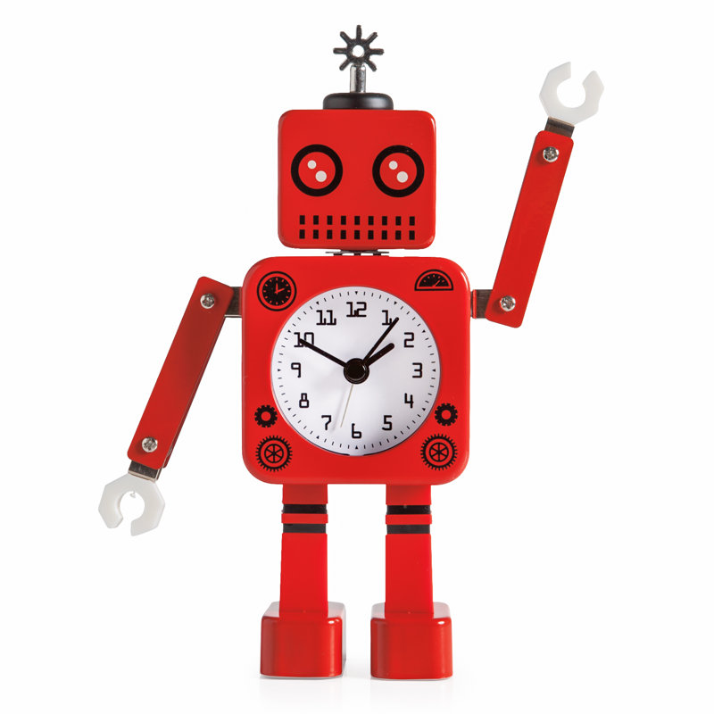 Robot Metal Alarm Clock, Red