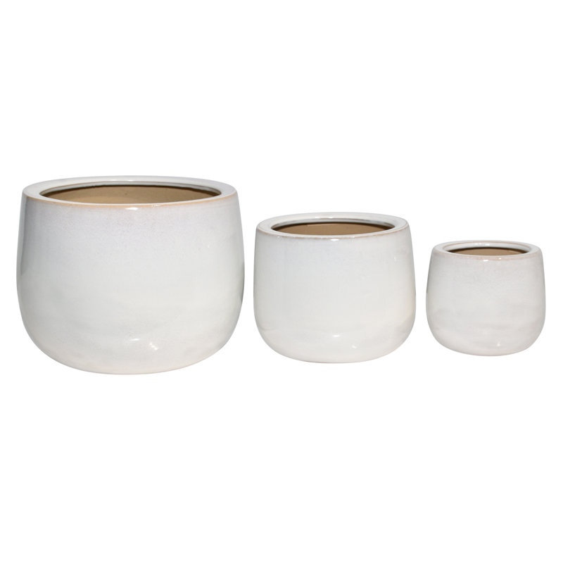 Sagebrook Home Reactive Ombre Planters, Ivory, 3-Pieces