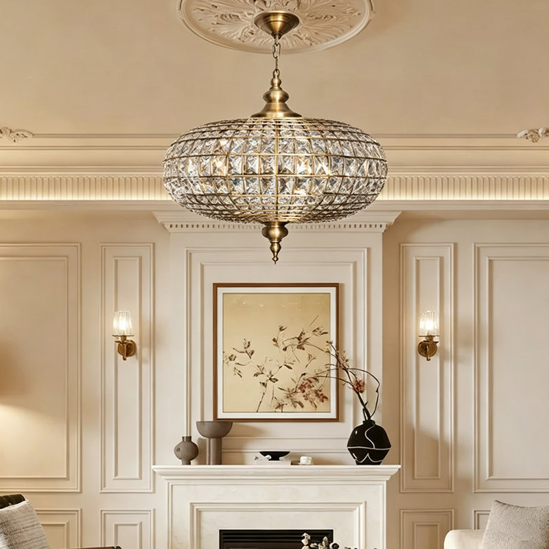 Lustre en cristal K9 avec chaîne réglable, L 24,41 po