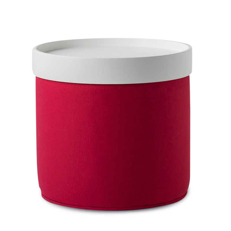 Repose-pieds Celine de 18 po de large avec plateau Celine, Rouge d’époque, Laque blanche