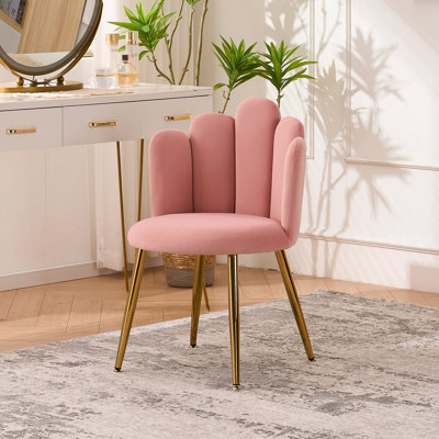 Velvet Vanity Chair with Back Vanity Stool with Gold Legs