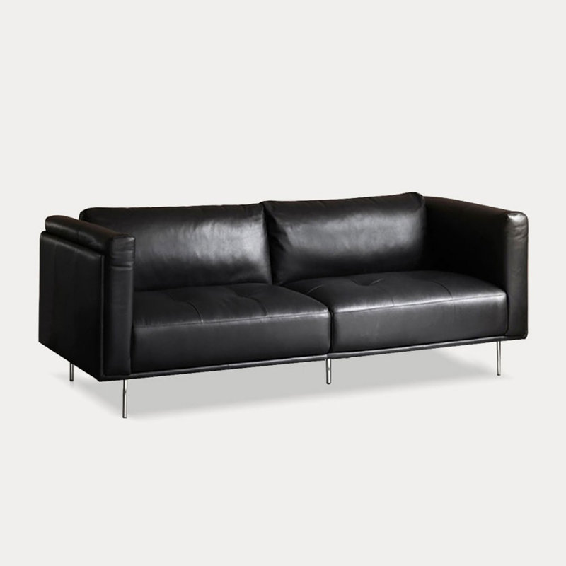 Coussin de canapé standard en cuir véritable, H 30,31 po x l 70,87 po x P 35,83 po, Noir, noir, noir, noir