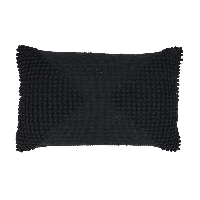 Housse de coussin en coton Zandra Collection, Noir, H 14 po x l 22 po, Rectangulaire