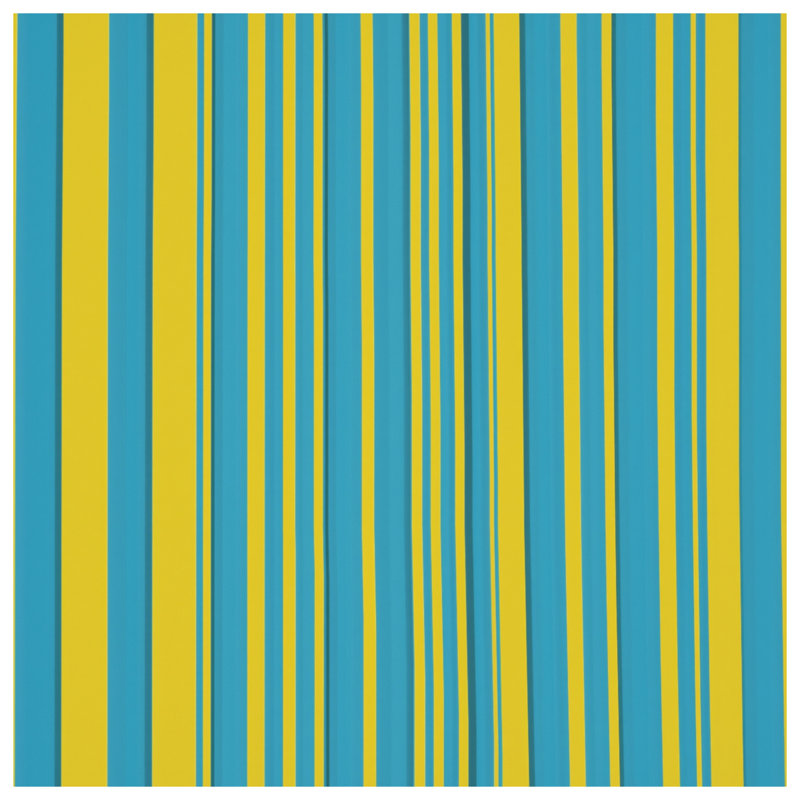 Tapisserie murale rayures bleues et jaunes, 104in H x88 with 4 Grommets