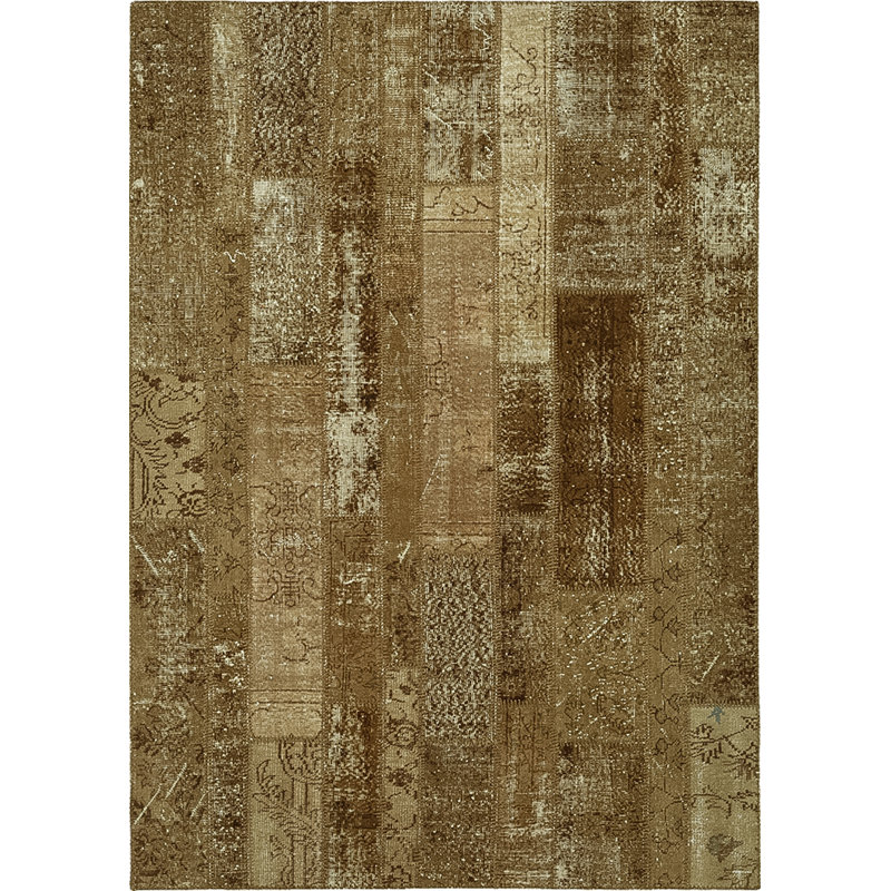 Tapis brun en laine / coton noué à la main