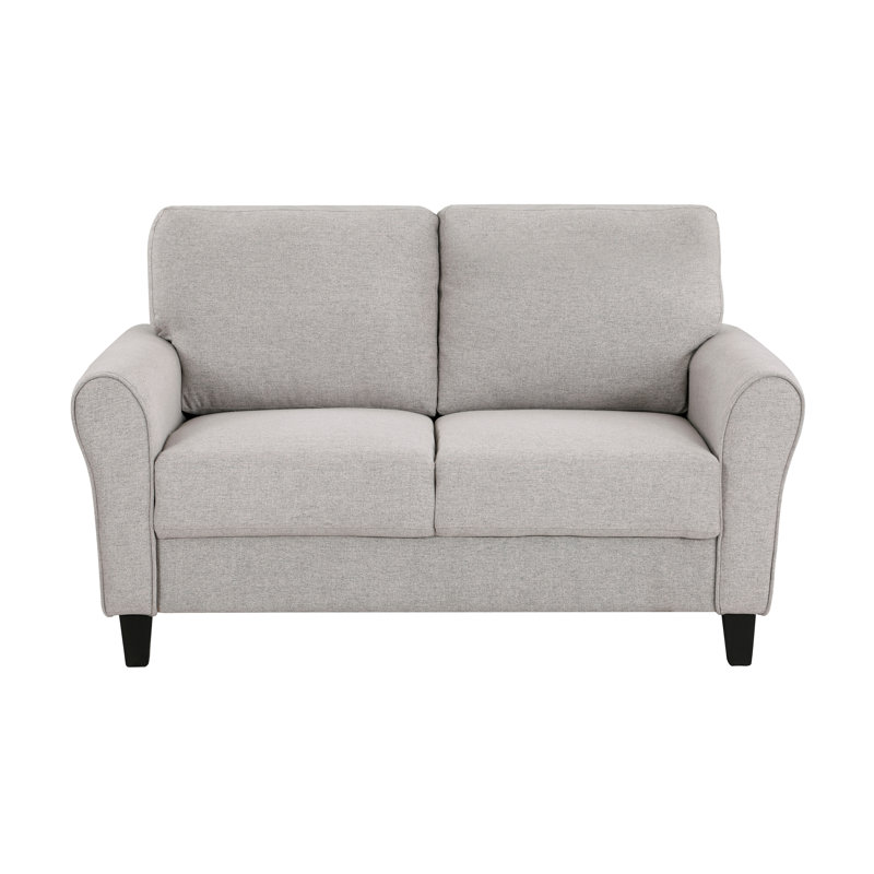 Causeuse moderne rembourrée en tissu texturé avec coussins attachés Modern Transitional, Sable du désert
