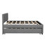 Lit plateforme double tapissier avec gigogne gris