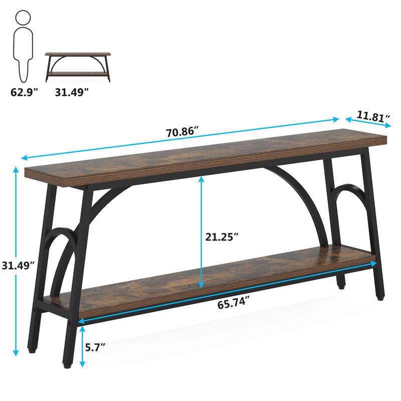 Merga 70.86'' Console Table, Brown/Black