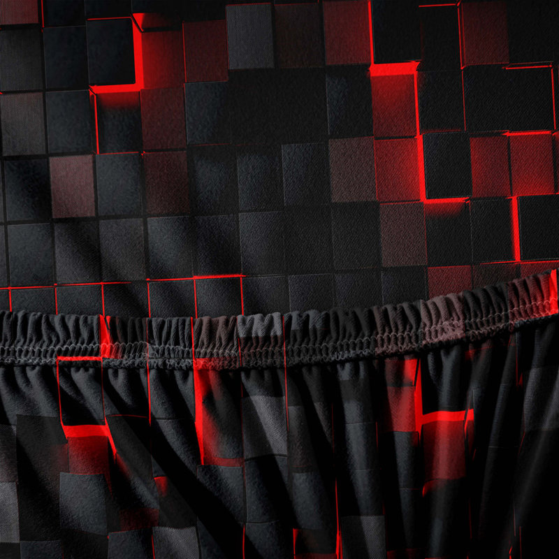 Housse de canapé extensible XL à imprimé cube 3D noir et rouge, microfibre 90 g/m², 3 m de large, lavable à la machine