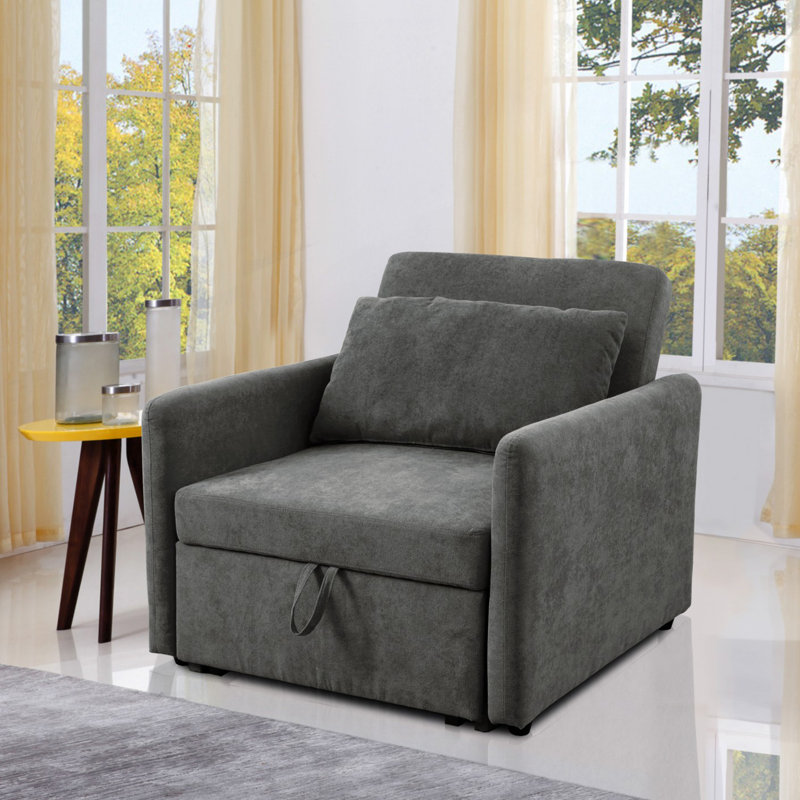 36 In. Polyester Twin Size Sofa Bed, Gray