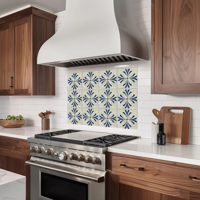 Midnight Blue and Cream Vinyl Peel and Stick Mosaic Tile Set