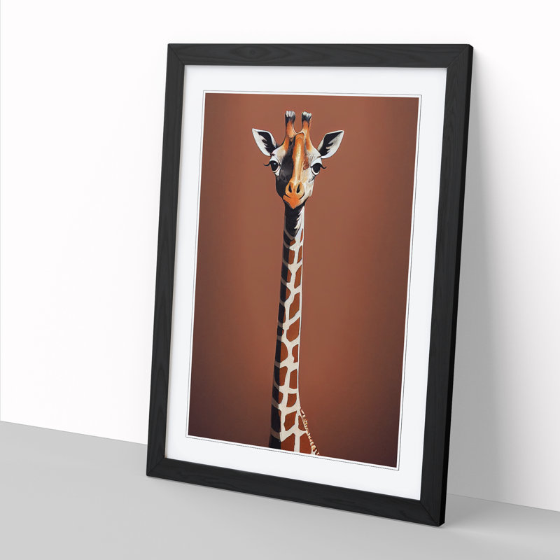 Tall Giraffe - Single Picture Frame Print, Black, 64cm H x 46cm W x 2cm D